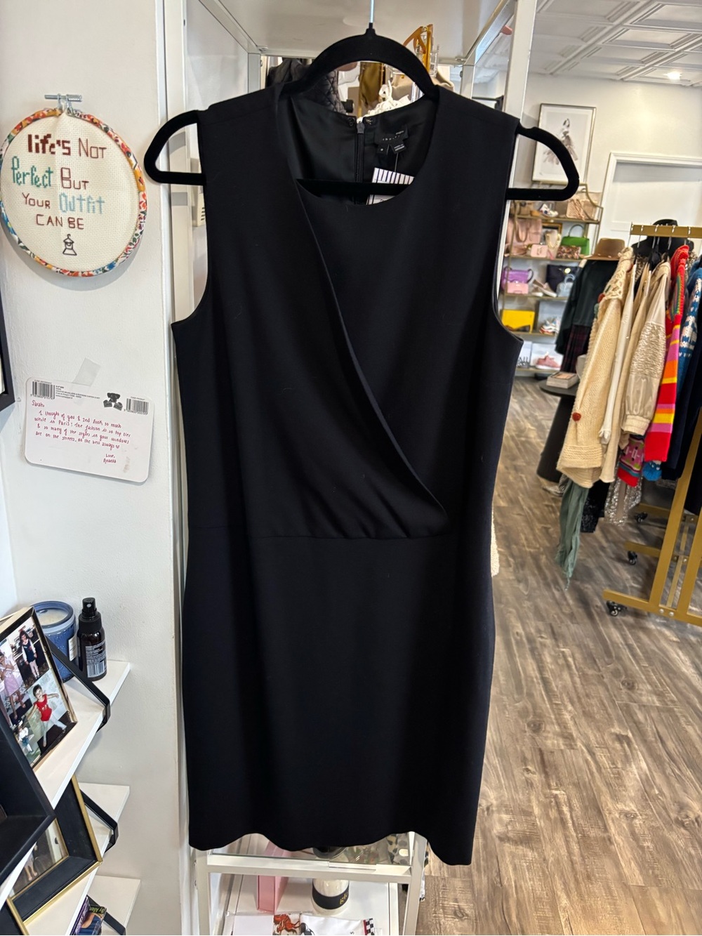 Theory Black Sleeveless Wrap-Front Mini Dress